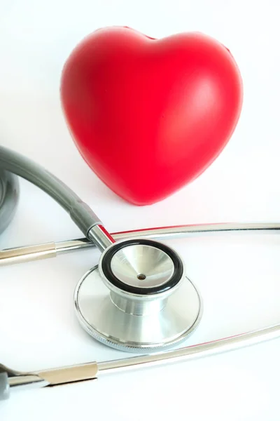 Red heart and a stethoscope Medical Equipment Healthcare medical — Stock Photo, Image