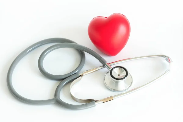 Red heart and a stethoscope Medical Equipment Healthcare medical — Stock Photo, Image