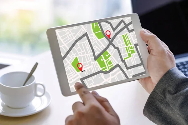 Mapa GPS do miejsca docelowego trasy połączenia sieciowego lokalizacji Street — Zdjęcie stockowe