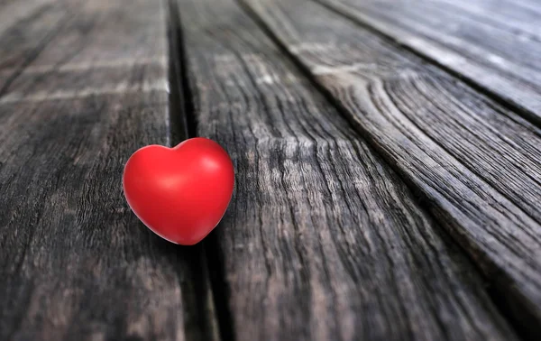 Coração de amor na madeira Valentine Day fundo — Fotografia de Stock