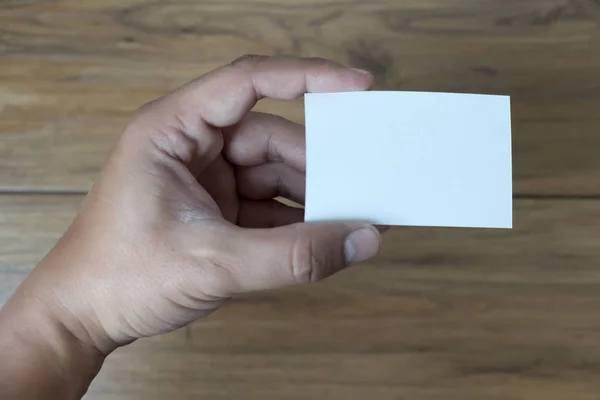 Hand hold white card mockup Business branding . — Fotografia de Stock