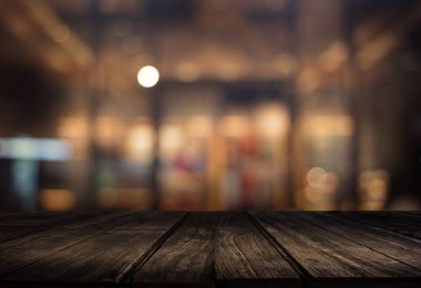 Ahşap Pano boş tablo kafe, kahvehane, bar bulanık backgro