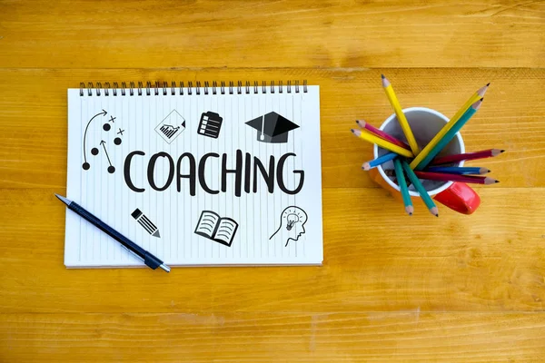 COACHING Formación Planificación Aprendizaje Coaching Guía de Negocios Inst — Foto de Stock