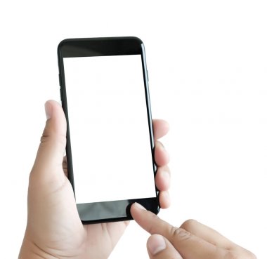 Akıllı telefon teknolojisi ve telefon techno kullanarak adam ellerini kapatın