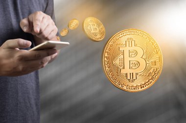 Büyüme kavramı Kripto para birimi Finansal altın Bitcoins merdiven 