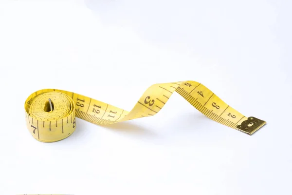 Fita métrica para verificar o medidor de alfaiataria da cintura para saudável — Fotografia de Stock