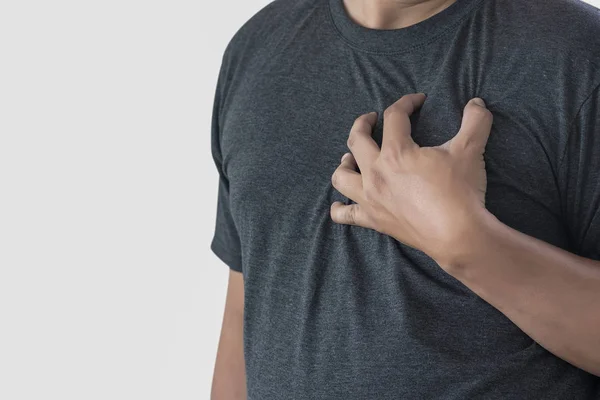 Penyakit dada pria menderita serangan jantung — Stok Foto