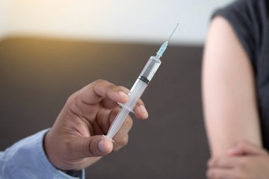 Tıp ve sağlık kavramı veren hasta aşı doktor ben