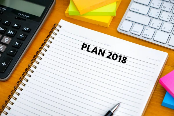 Plan 2018 Notebook business team meeting  with an Plan 2018