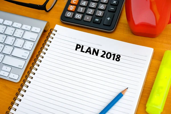 Plan 2018 Notebook business team meeting  with an Plan 2018