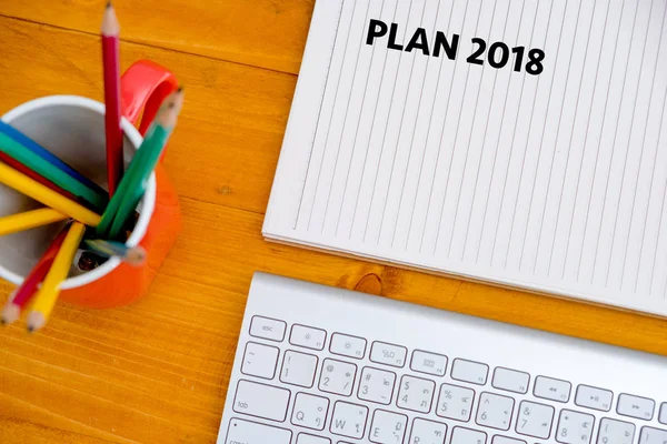 Plan 2018 Notebook business team meeting  with an Plan 2018