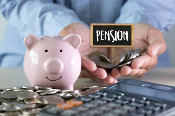 Positive  pension Happiness money saving for Retirement financia — Stock Photo, Image