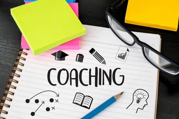 Coaching utbildning planering lärande Coaching Business Guide Inst — Stockfoto