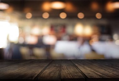 Ahşap Pano boş tablo kafe, kahvehane, bar bulanık backgro