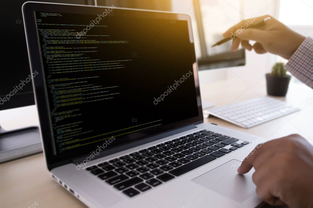 Programmer working Developing programming technologies Web Desig