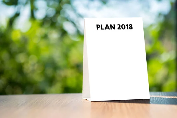 Plan 2018 Notebook zakelijke teambijeenkomst met een Plan-2018 — Stockfoto