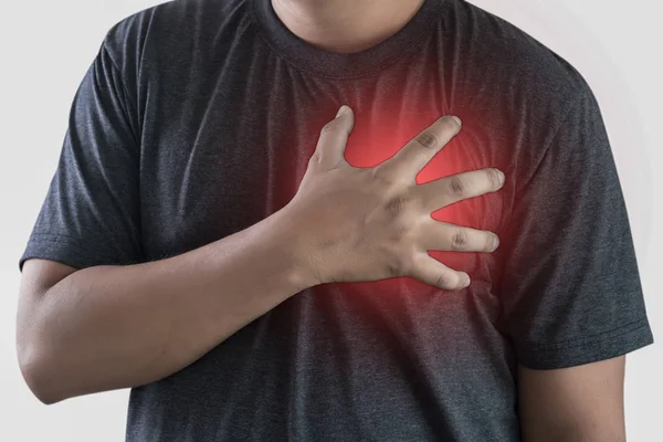 Homem Doença Dor Peito Sofrimento Ataque Cardíaco — Fotografia de Stock