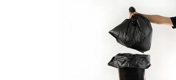 Recycling Mann Müllsack für Recycling Reinigung ökologisches Konzept — Stockfoto