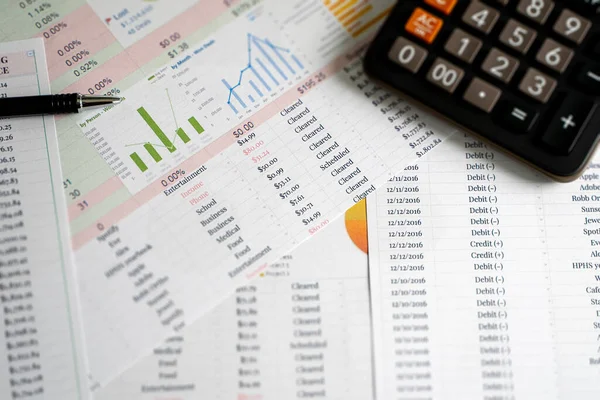 Buchhaltungsanalyse Geschäftsmann Handarbeit Strategie Forschung Analyse Von Finanzdaten Und Diagrammen — Stockfoto