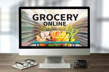 Gıda marketi için çevrimiçi süpermarketten alışveriş yapmak.