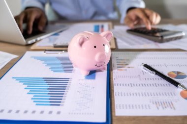 Para yığını ile Man Kullanıcı Finansal Report- İş Muhasebe Muhasebe Muhasebe Para İstatistik Grafikleri