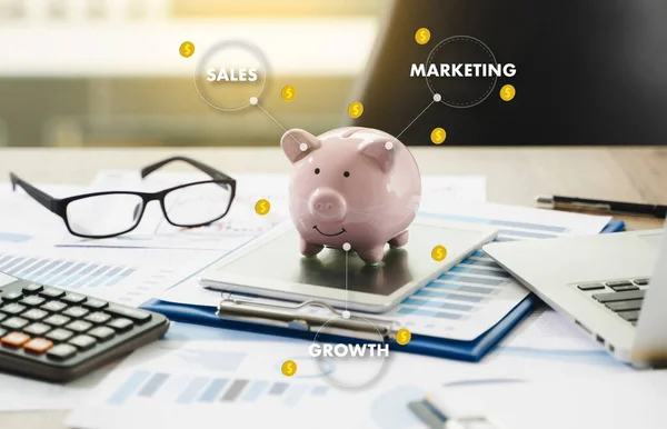 Satiş Marketing Konseti Müşteri Pazarlama Satış Satışları Kontrol Paneli Grafikleri — Stok fotoğraf