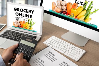 Gıda marketi için çevrimiçi süpermarketten alışveriş yapmak.