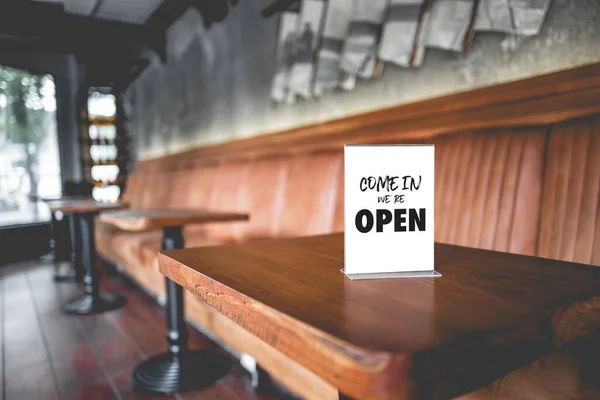 Come in we\'re open  in cafe owner open startup with cafe shop