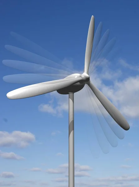 Windturbine op blauwe lucht — Stockfoto