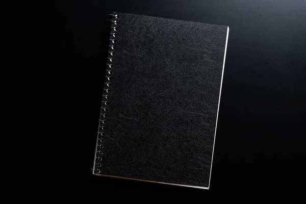 Black Style Set Notepad Black Background — Stock Photo, Image