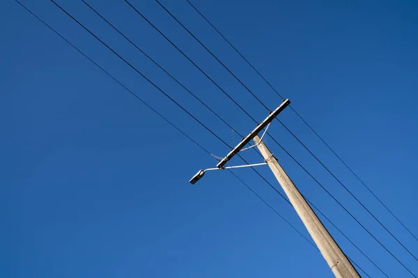 Onder Elektrische Paal Met Heldere Blauwe Lucht Bij Oamaru Nieuw — Stockfoto