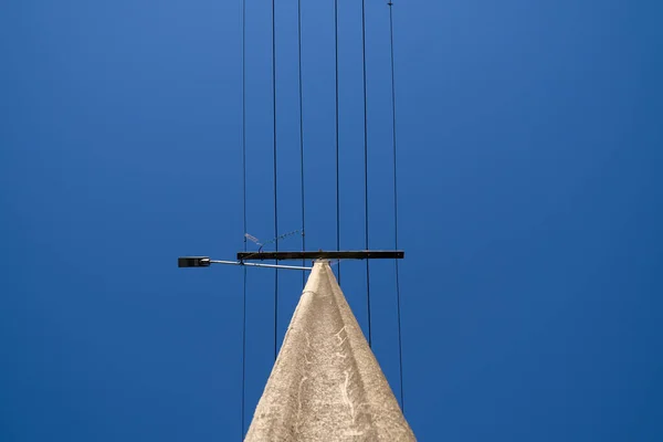 Onder Elektrische Paal Met Heldere Blauwe Lucht Bij Oamaru Nieuw — Stockfoto