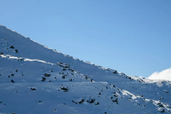 A part of snow mountain in south island, New Zealand. Beautiful view with snow.