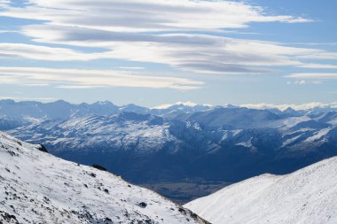 Güney adasında kar zirvesi, Yeni Zelanda. Fotoğraf: 2019 kışında.