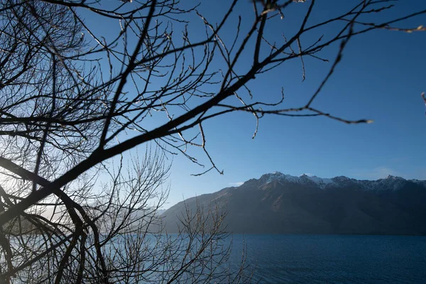 Yeni Zelanda Gün Doğumuyla Göle Yakın Güzel Bir Manzara — Stok fotoğraf