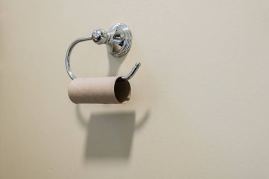 Tuvalet duvarında kağıt mendil asılı. Ekranın içi boş.
