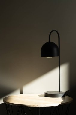 Masada siyah lamba, yatağın yanında güneş ışığı.