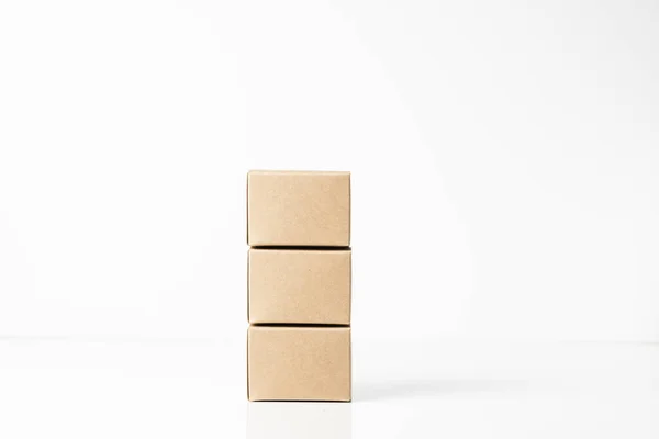 Group Cardboard Box Isolated White Background Clipping Path — Stock Photo, Image