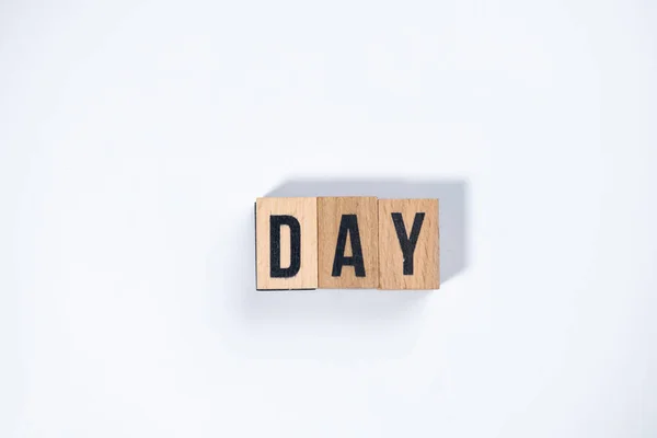 Day Text Made Wooden Cube White Background — Stock Photo, Image