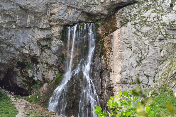 Gorgeous and beautiful view of the Geghi waterfall in Abkhazia