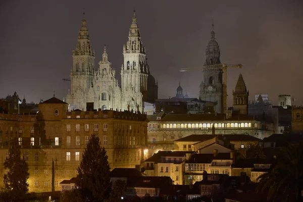 Nachtzicht Kathedraal Van Santiago Compostela — Stockfoto