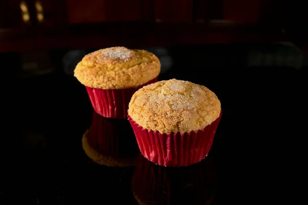 Plateau Avec Muffins Faits Maison Déjà Cuits Four — Photo