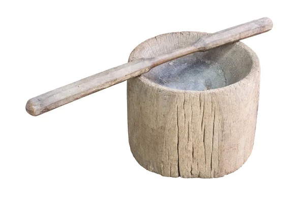 Old large wood mortar — Stock Photo, Image