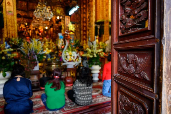 Hanoi Vietnam February 2020 Decorated Door Building Altar Located Chua — Stock Photo, Image