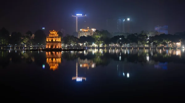 Hanoi Vietnam Február 2020 Night Shot Turtle Tower Thap Rua — Stock Fotó