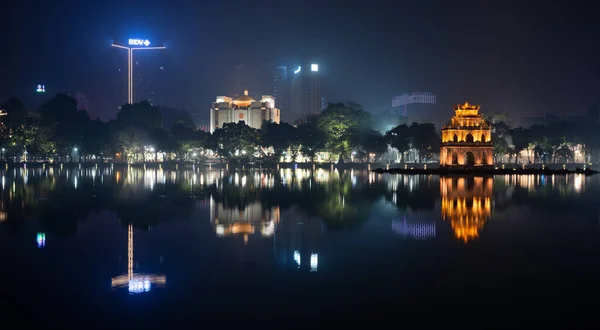Hanoi Vietnam Február 2020 Night Shot Turtle Tower Thap Rua — Stock Fotó