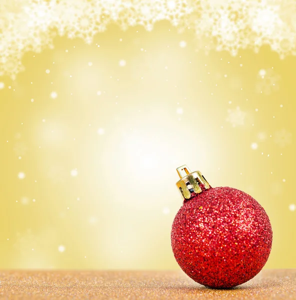 Glitter red ball on christmas background. — Stock Photo, Image
