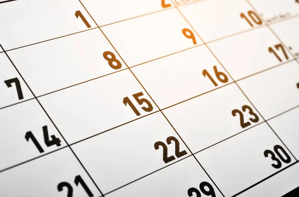 Numbers on calendar page — Stock Photo, Image