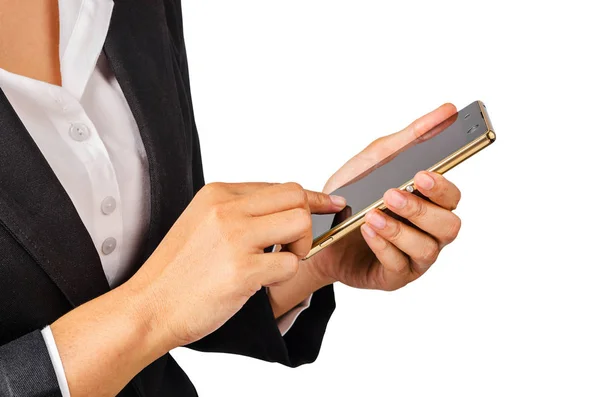 Biznes kobieta przy użyciu inteligentnych telefonów komórkowych. — Zdjęcie stockowe