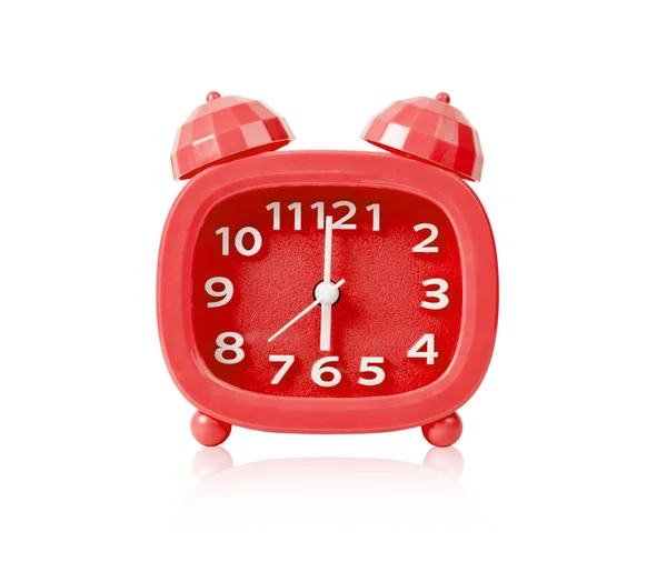 Reloj despertador rojo aislado . — Foto de Stock